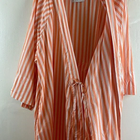 Lake Kimono Robe Melon Striped Orange Women's XXL Casual Pajamas - Picture 13 of 16